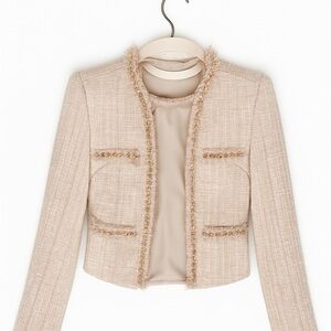 Boston Proper size 6 rose gold and ivory Textured Cream Blazer